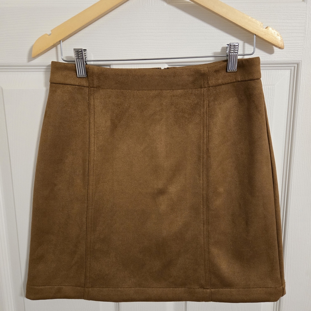 Ann Taylor Faux Suede Tan Mini Pencil Skirt Size 4 Petite